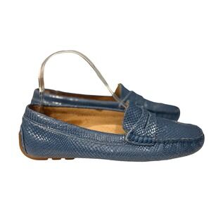 Lauren Ralph Lauren Camila Blue Snakeskin Embossed Leather Driving Loafers 6B